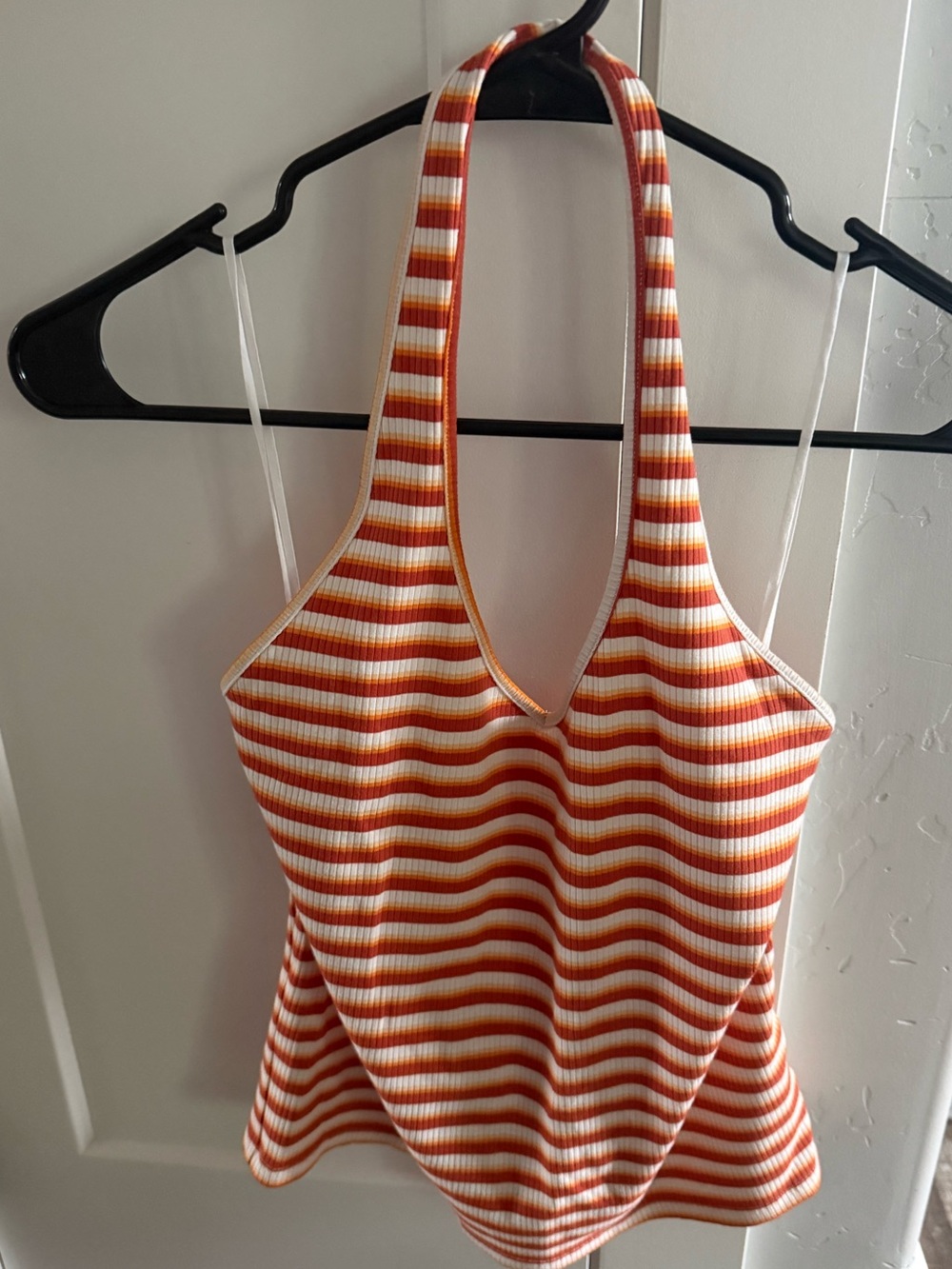 American Eagle Outfitters Orange and White Striped Halter Tank